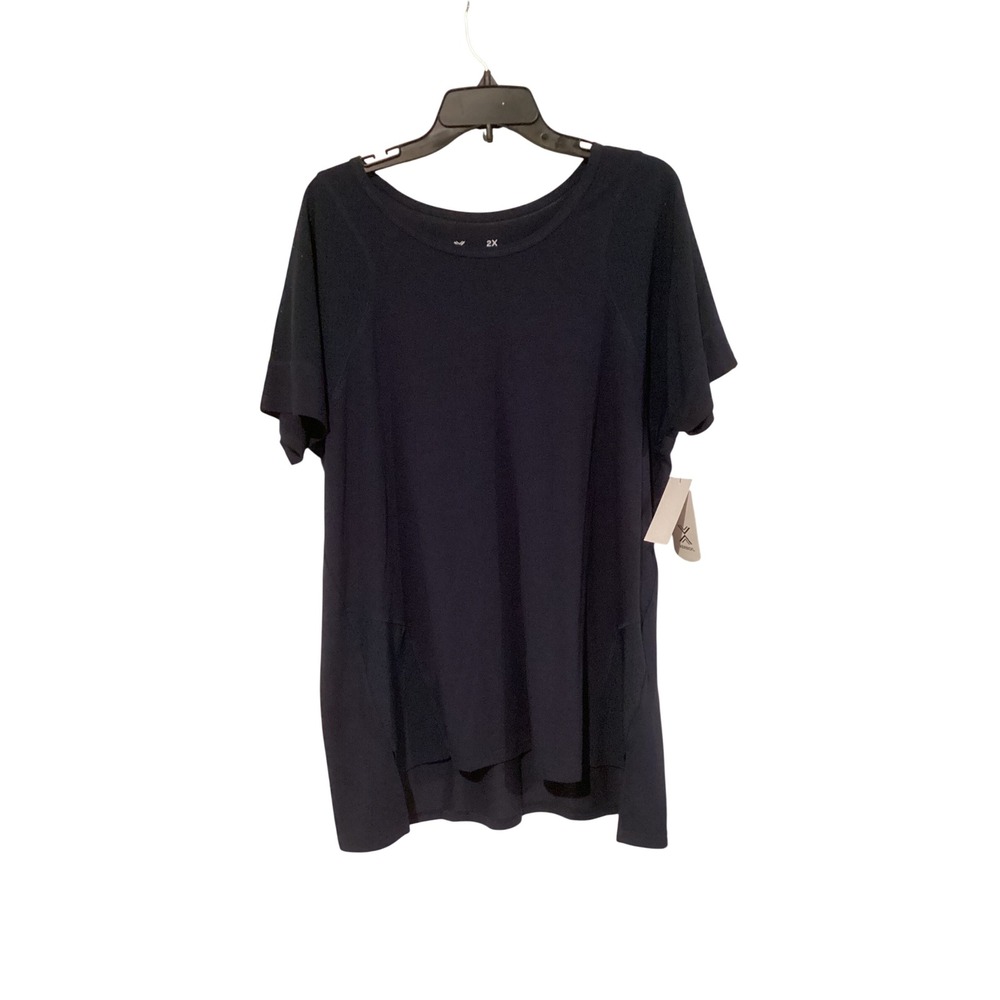 Xersion Quick-Dri Navy Platoon Short Sleeve Activewear Top Women 2X NWT